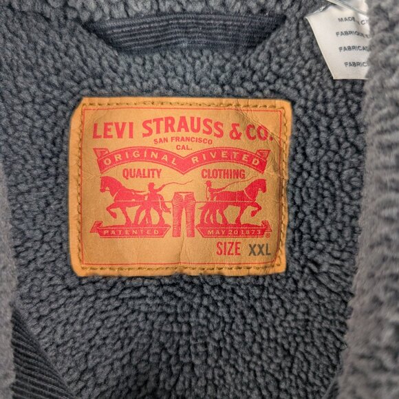 Levis Sherpa Trucker Jacket Corduroy Black Like New  - men's XXL - Picture 3 of 8